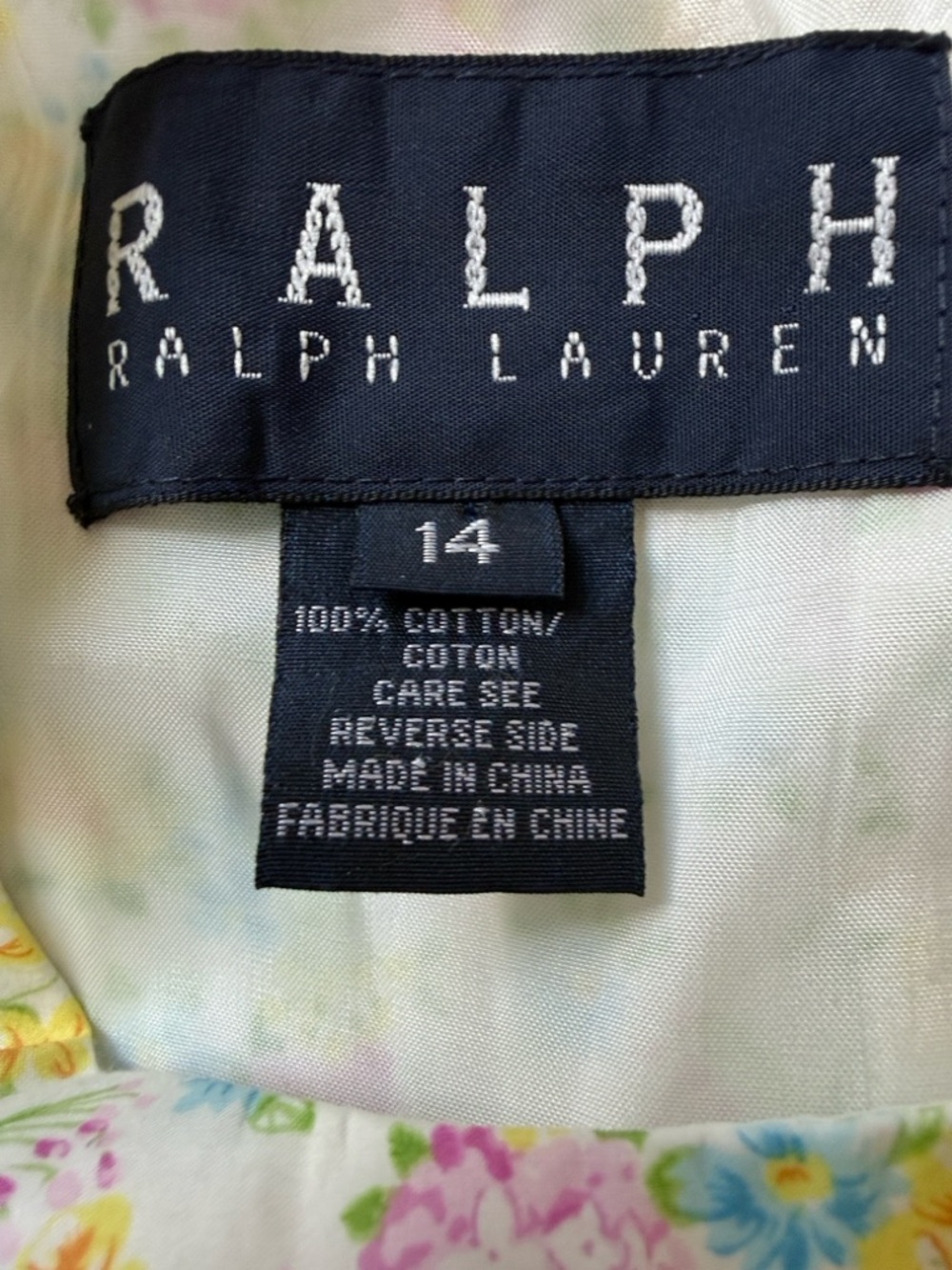Vtg Ralph Lauren 90's Sleeveless Cotton Floral Sheath Dress Sz 14 Lined Washable - Picture 3 of 11